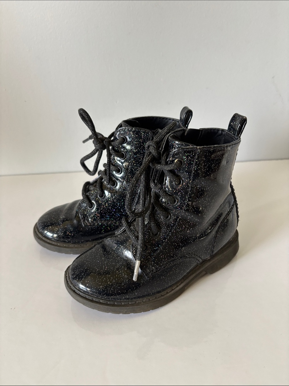 Toddler Girl Size 8 Glitter Black Combat Boots